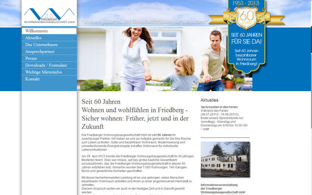 Redesign Webseite Friedberger-Wohnungsbaugesellschaft 