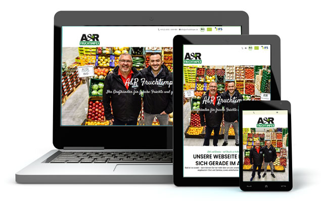 Web-Visitenkarte für die A&R Fruchtimpex GmbH