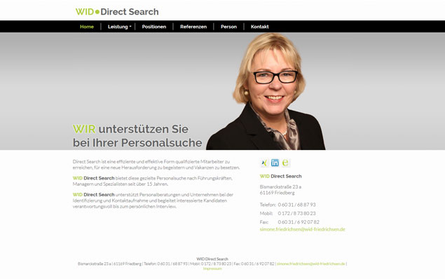 Redesign Webseite (responsive)  für WID Direct Search