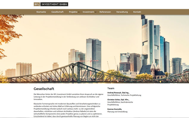 responsive Webseite - BFL Investment GmbH Frankfurt