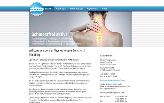  Physiotherapie Gensrich in Friedberg responsives Webdesign