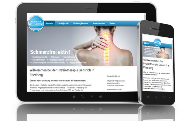Physiotherapie Gensrich in Friedberg Webdesign und schreiben der Webseitentexte