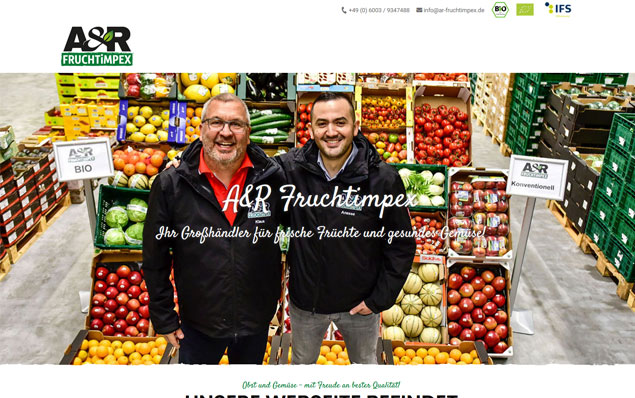 Web-Visitenkarten Programmierung - A&R Fruchtimpex GmbH