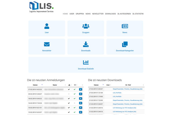 Programmierung eines Adminsystems