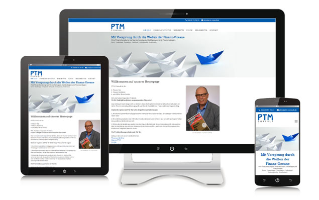 Gestaltung und Programmierung der Webseite für PTM Consult